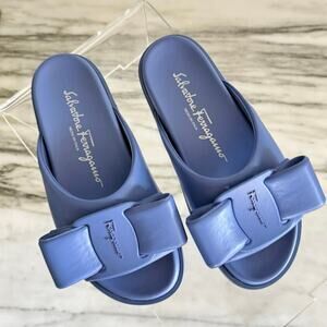 FERRAGAMO Virgil Bow Leather Sandals SZ 7
